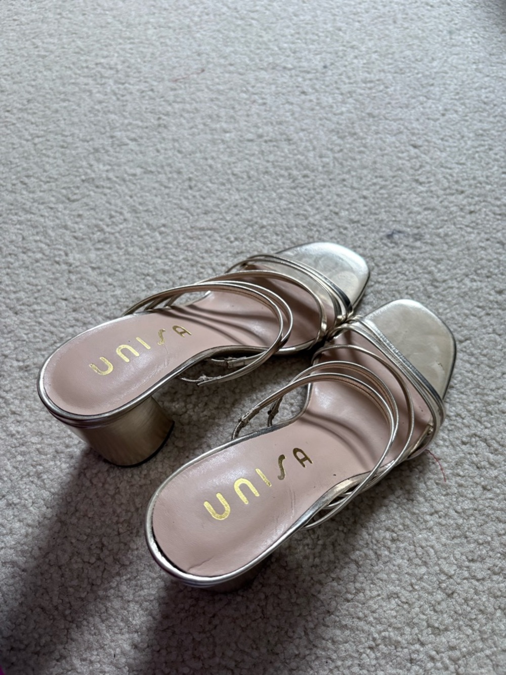Unisa Silver Strappy Block Heel Sandals